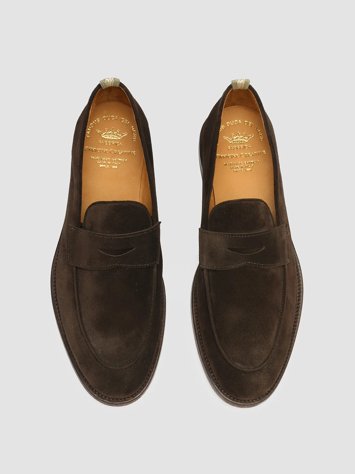 OPERA 001 - Brown Suede Penny Loafers Core Design