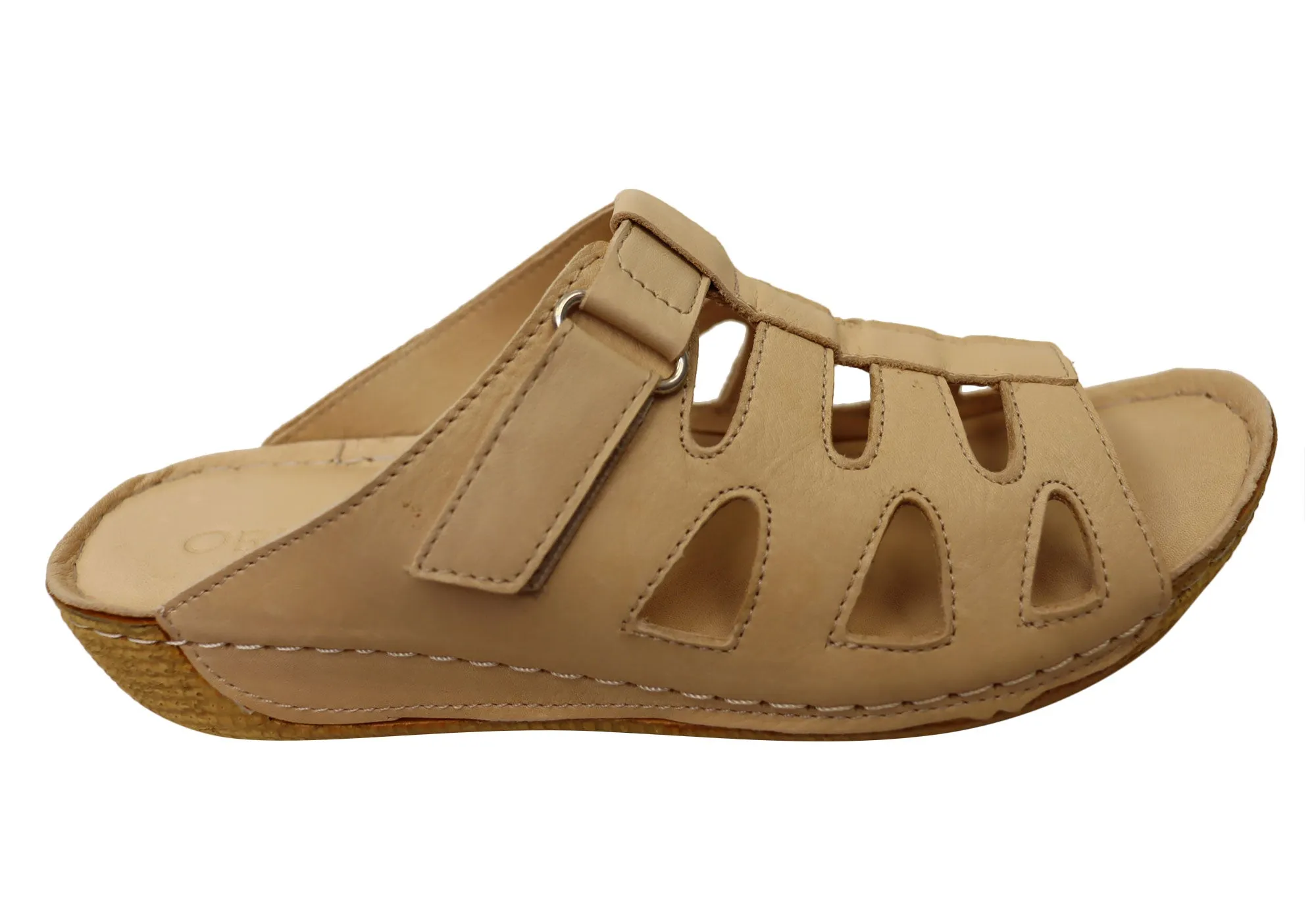 Orizonte Panera Womens European Comfortable Leather Slides Sandals Foot-Friendly Shoes