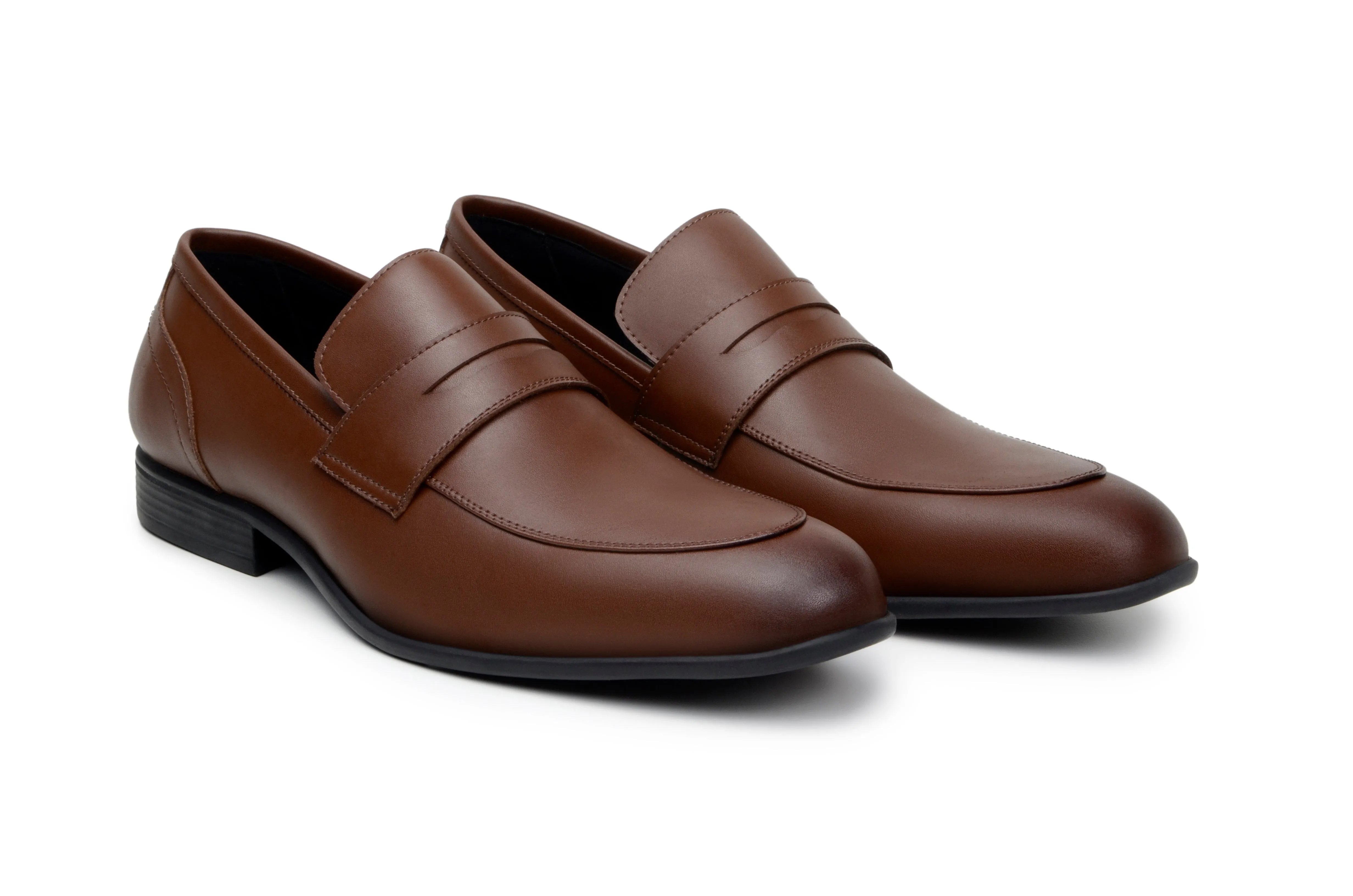 Easy To Clean 'Jean-Luc' men's classic loafer in vegan leather by Zette Shoes - cognac