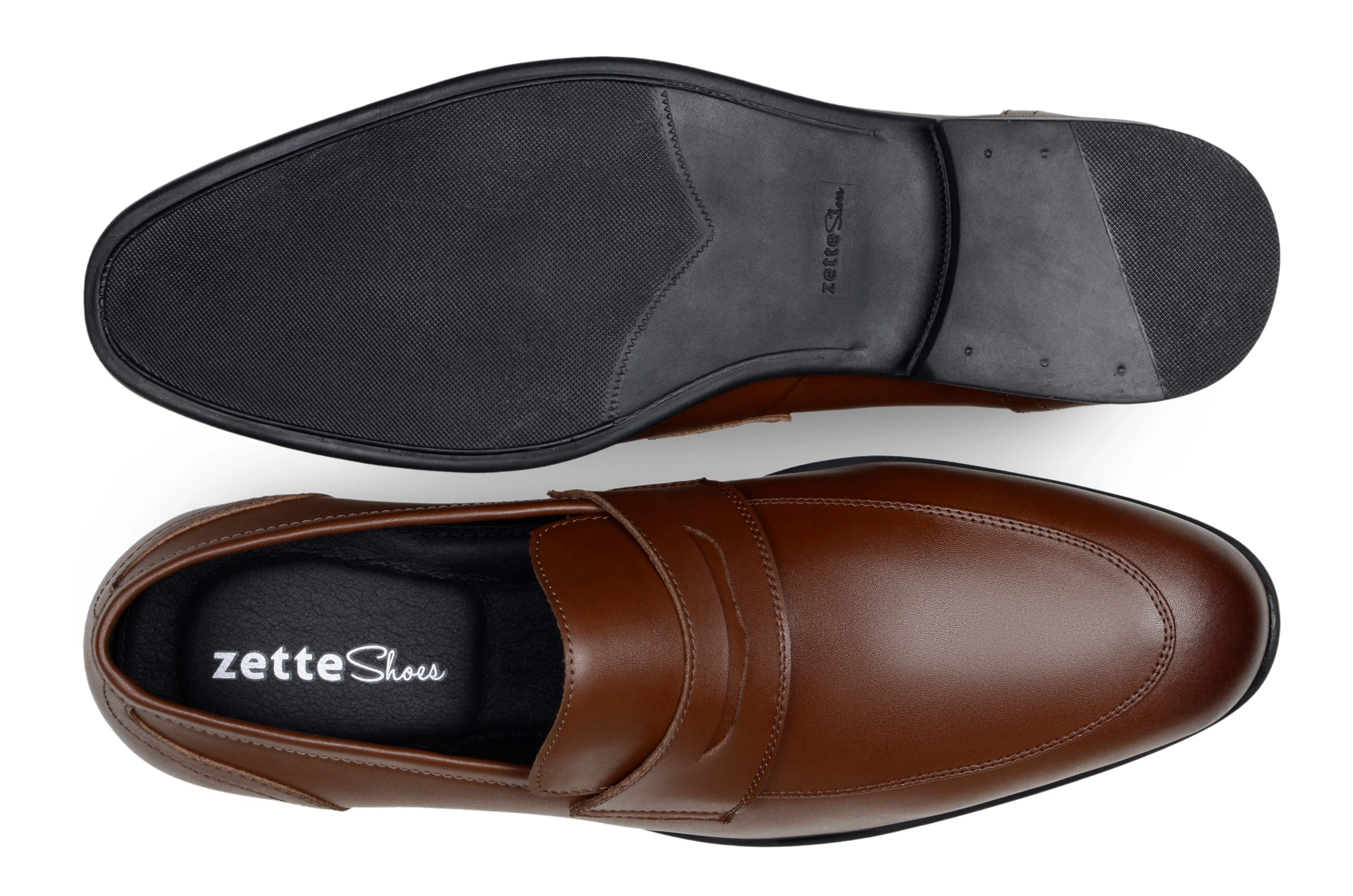 Fast Run Polish Look 'Jean-Luc' men's classic loafer in vegan leather by Zette Shoes - cognac