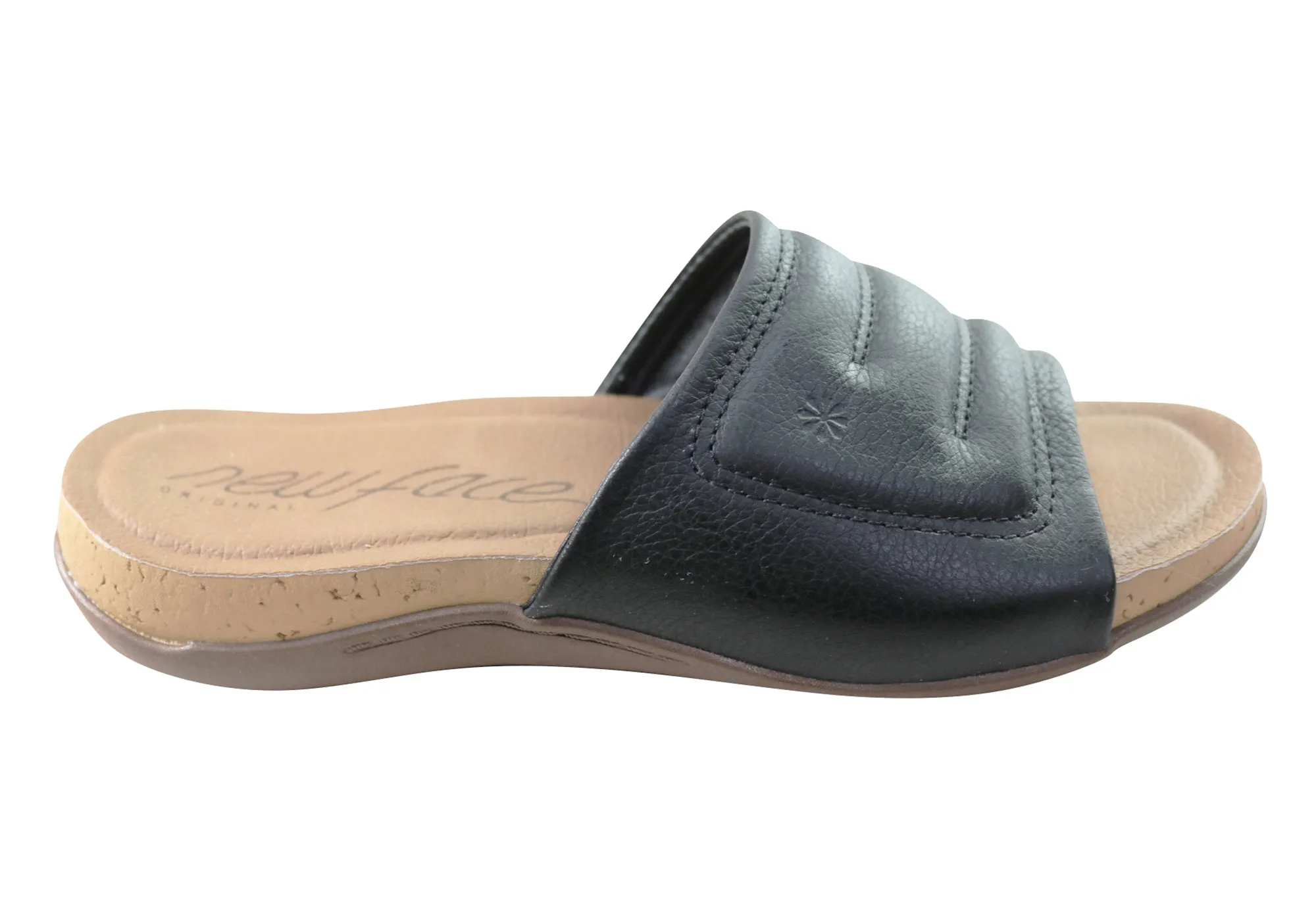 New Face Fresco Womens Comfort Leather Slides Sandals Made In Brazil Quick Match Resort Ready
