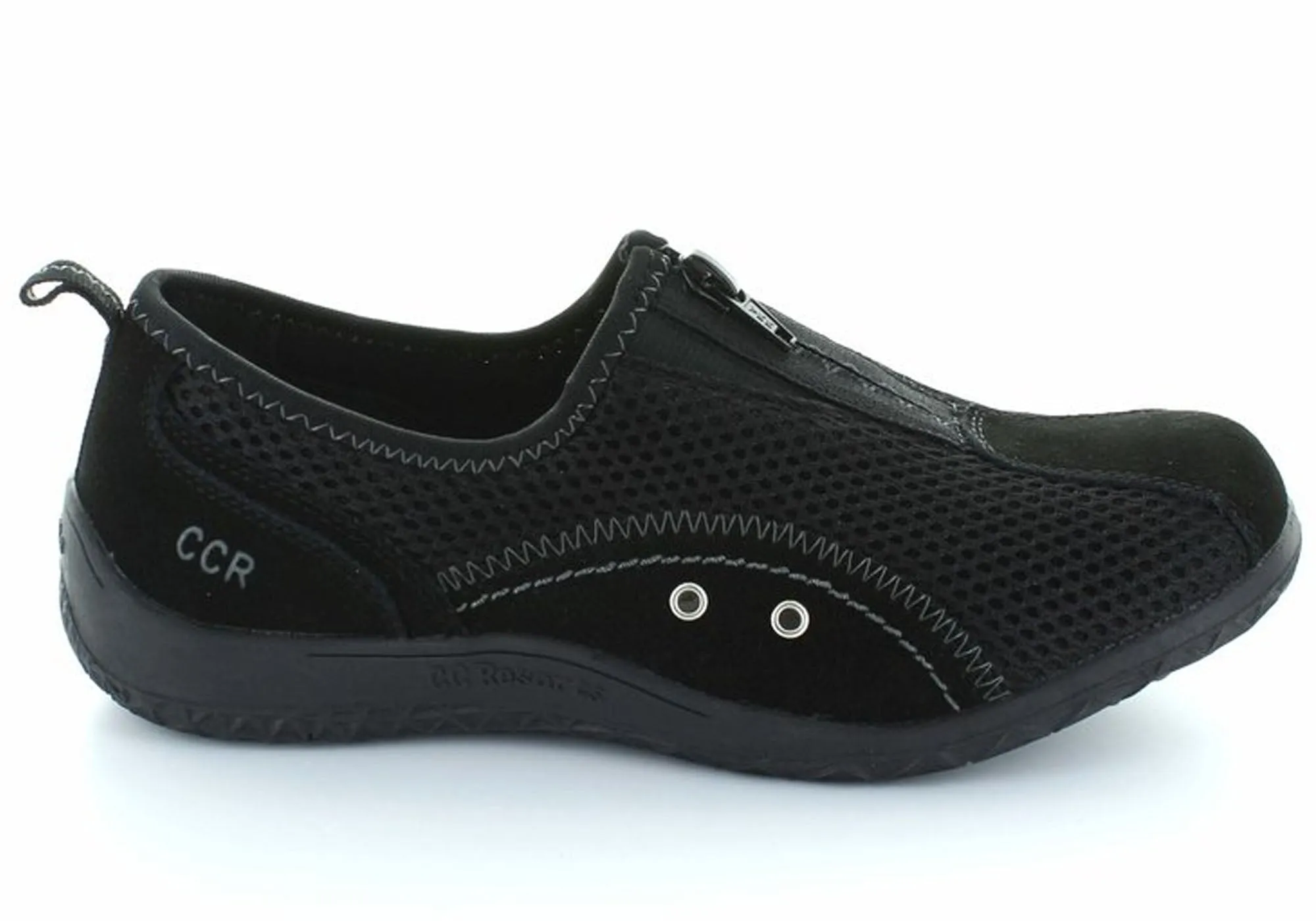 CC Resorts Sorrell Womens Comfortable Casual Flats With Zip Entry Pure Black Lightweight Form Rainy Day
