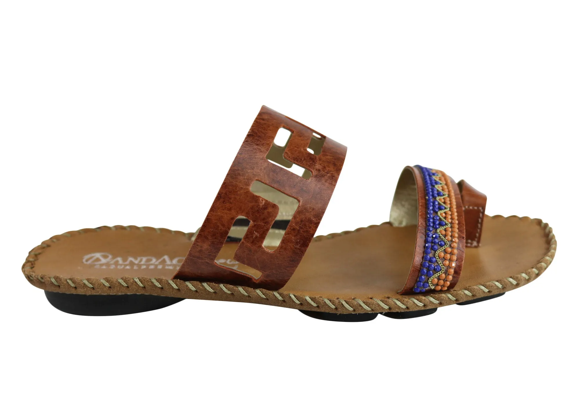 Walk Control Cafe Stop Andacco Energie Womens Comfortable Leather Flat Sandals Made In Brazil