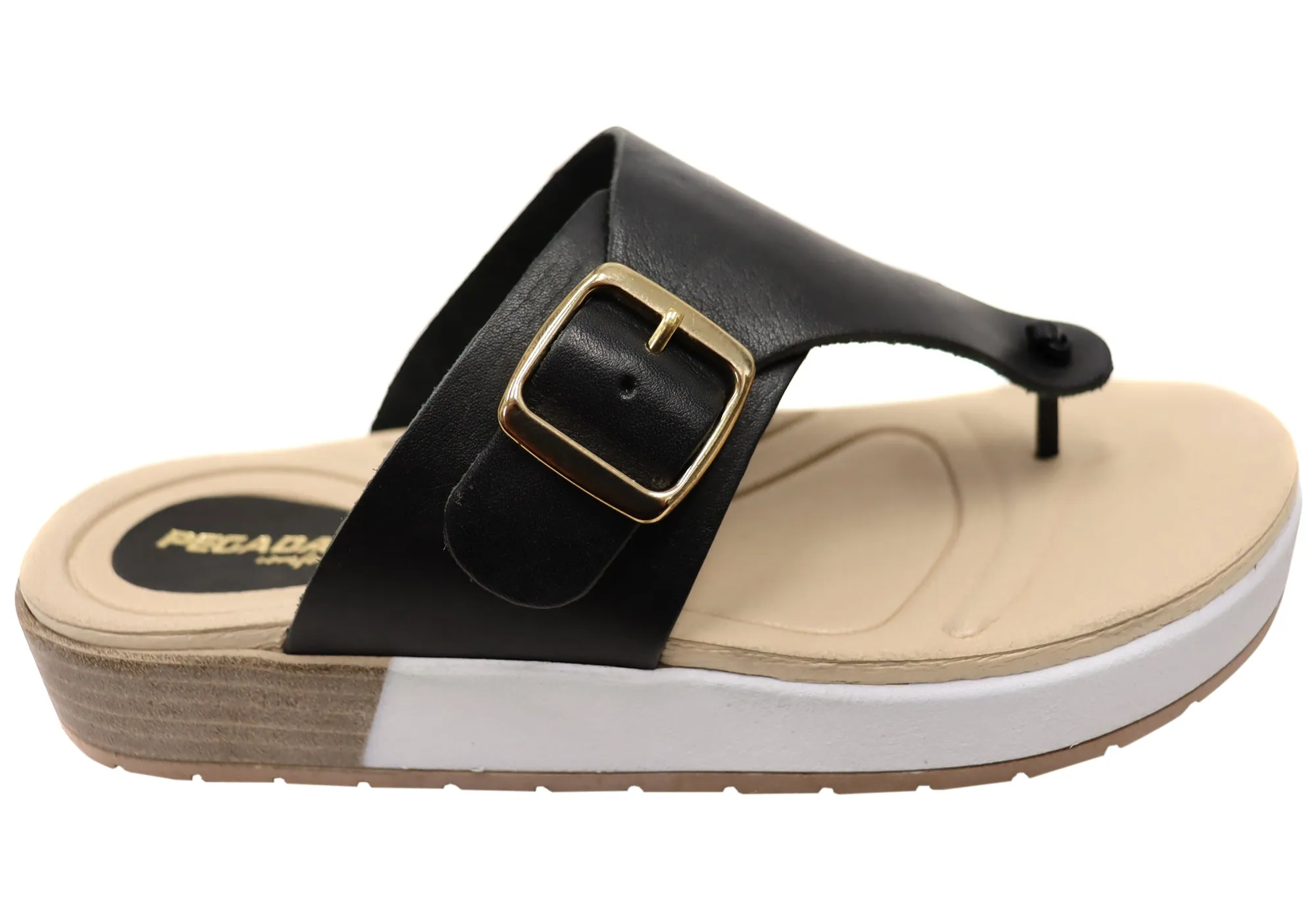 Shell Trim Pegada Nolo Womens Comfort Leather Thongs Sandals Made In Brazil
