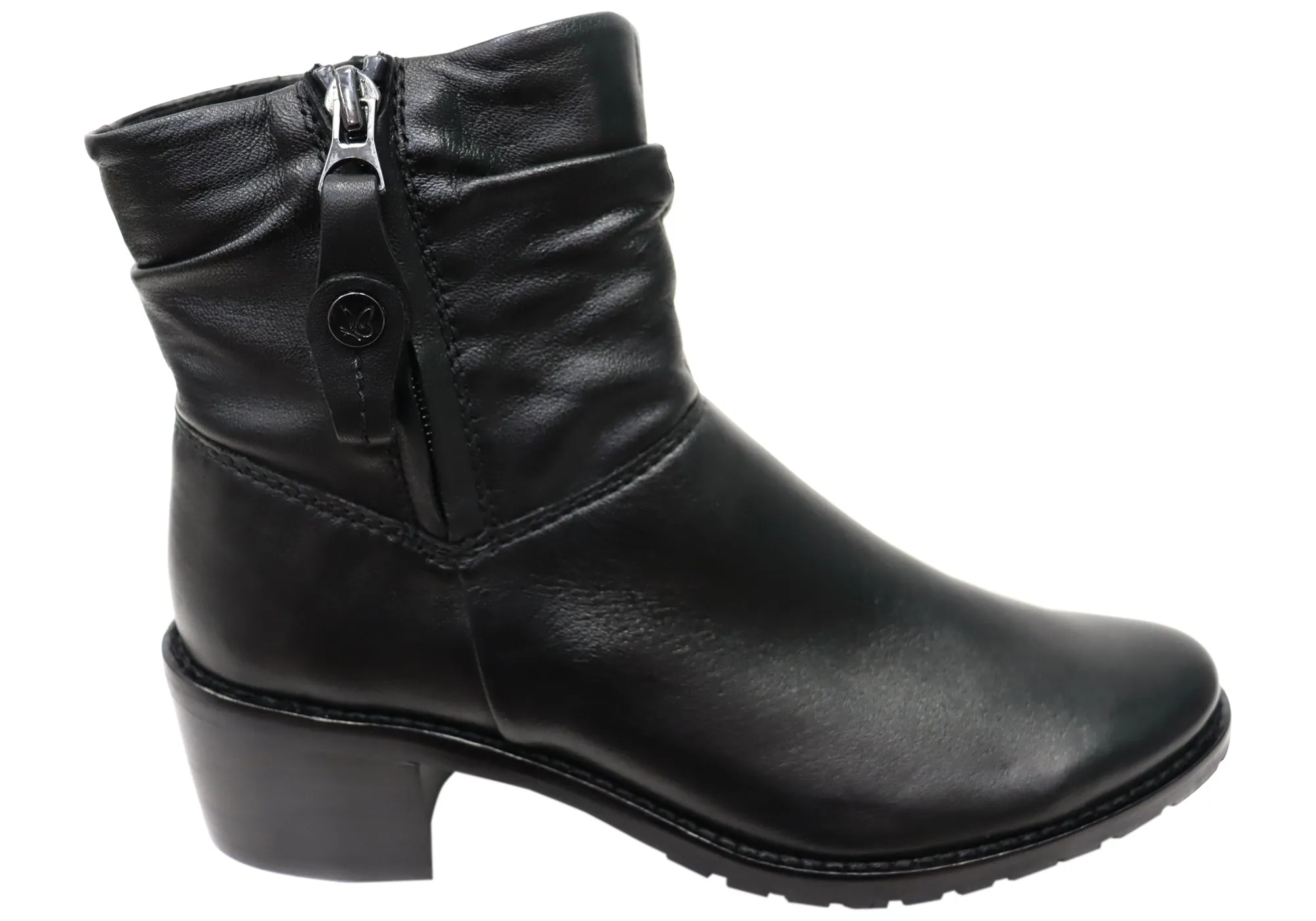 Caprice Nelba Womens Wide Fit Comfortable Leather Ankle Boots Comfort Lining Remote Hiking