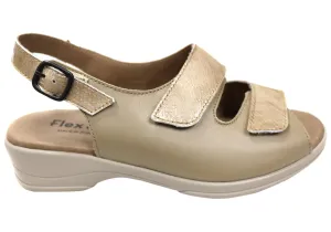 Flex & Go Mary Womens Comfortable Leather Sandals Made In Portugal Slip Guard Sunny Mood