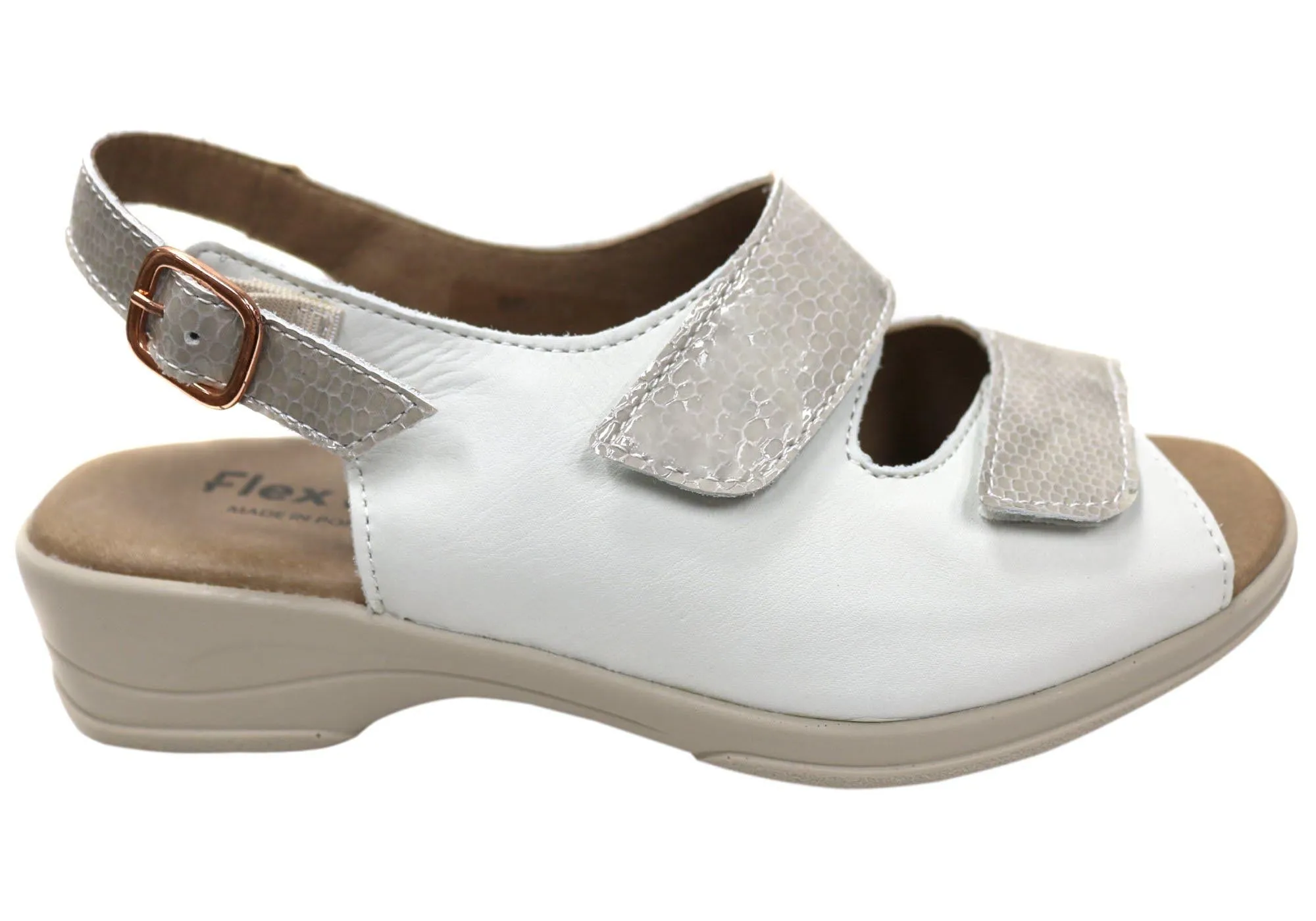 Flex & Go Mary Womens Comfortable Leather Sandals Made In Portugal Travel-ready Footwear
