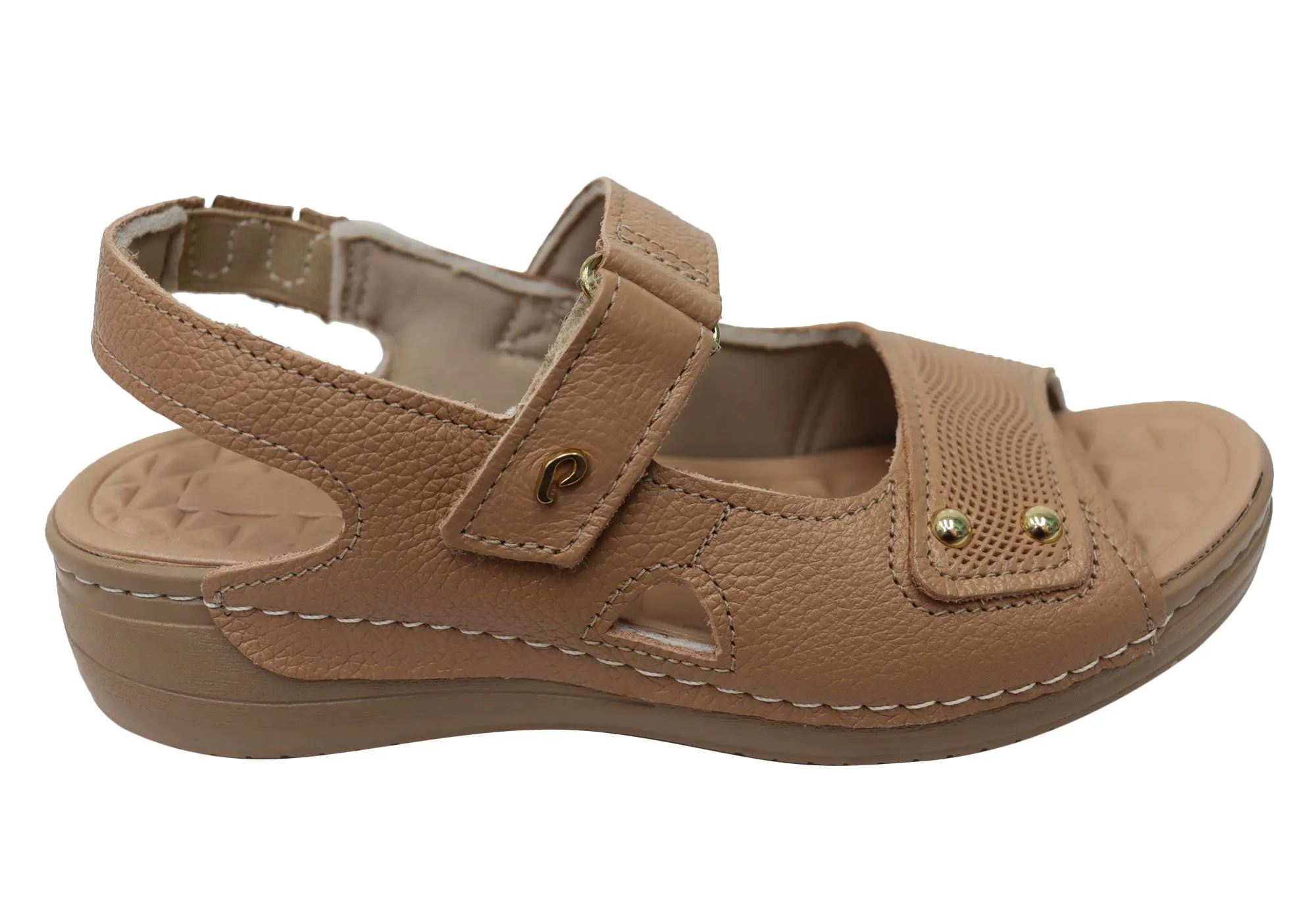 Pegada Jannie Womens Comfortable Leather Sandals Made In Brazil Cushioned Comfort platform sandals