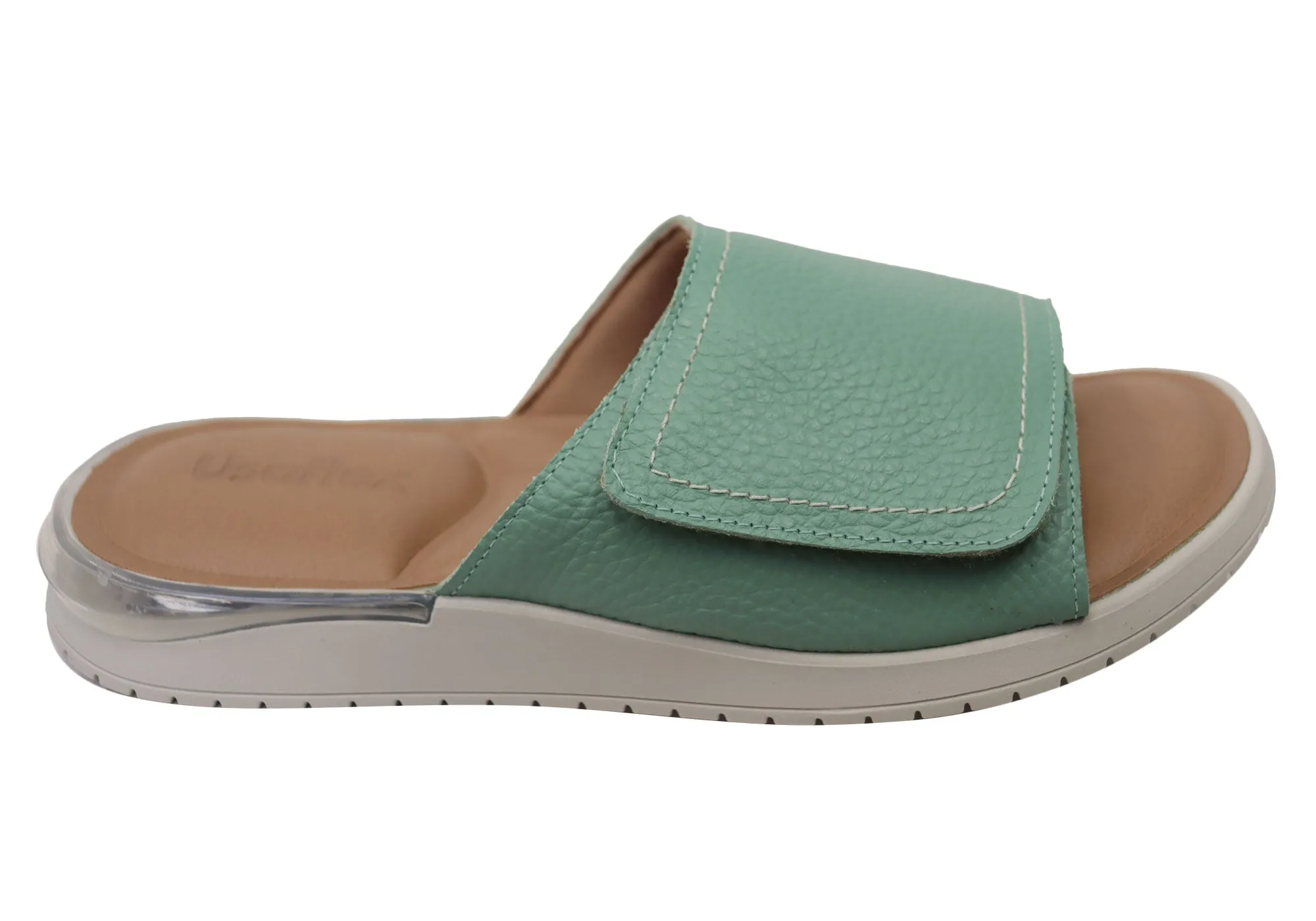 Active Footwear Usaflex Holiday Womens Comfortable Brazilian Leather Slides Sandals