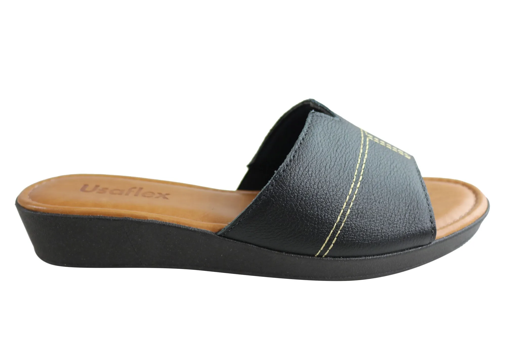 Stylish Casual Footwear Practical Outdoor Shoes Usaflex Clover Womens Brazilian Comfy Cushioned Leather Slides Sandals