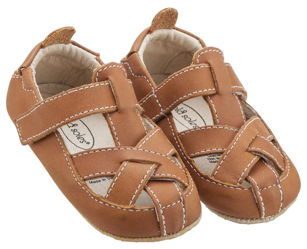 Easy To Clean Old Soles Boy's and Girl's Thread Shoe Fisherman Leather Sandals, Tan