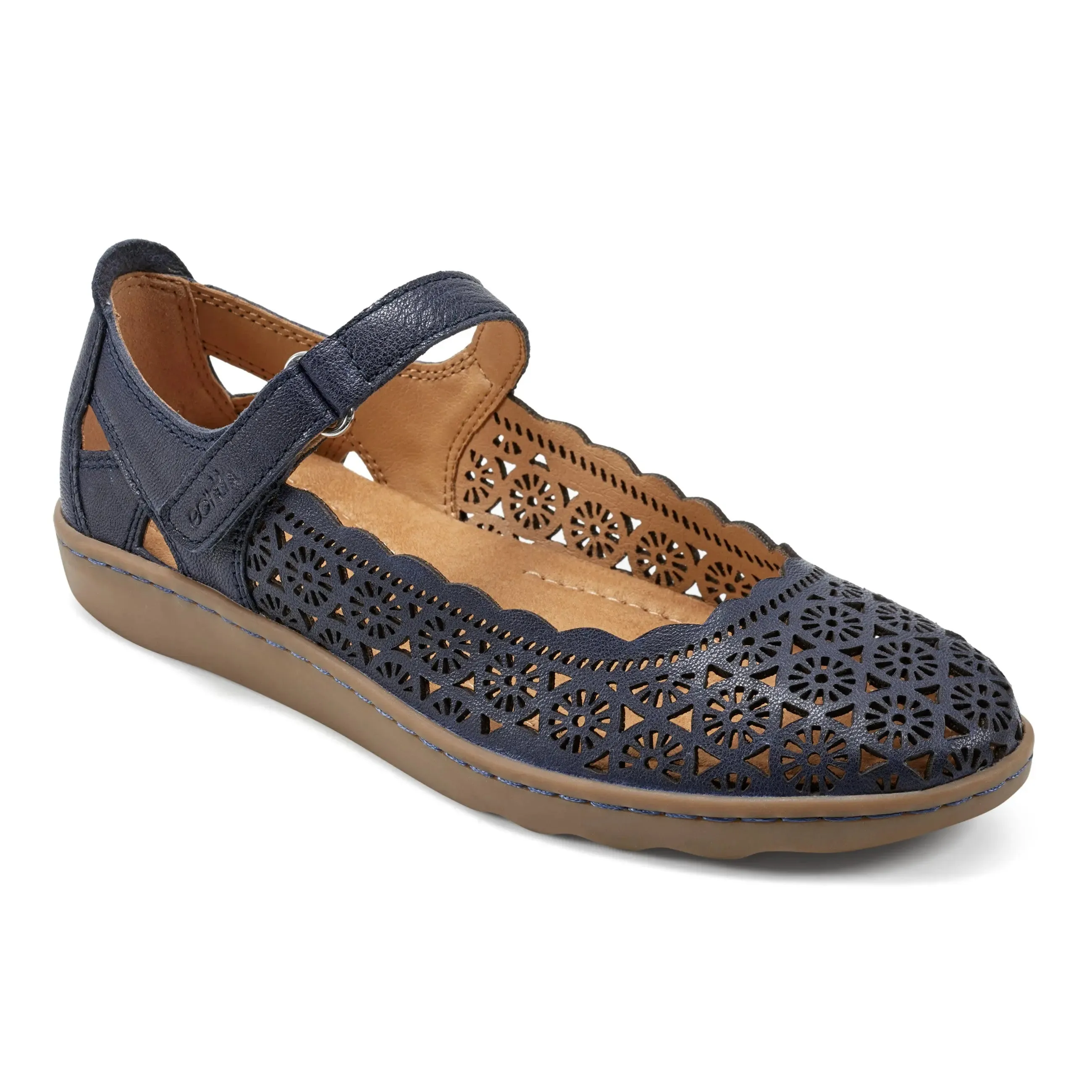 Lady Perforated Slip-On Ballet Flat Cushion Sole Balanced Motion