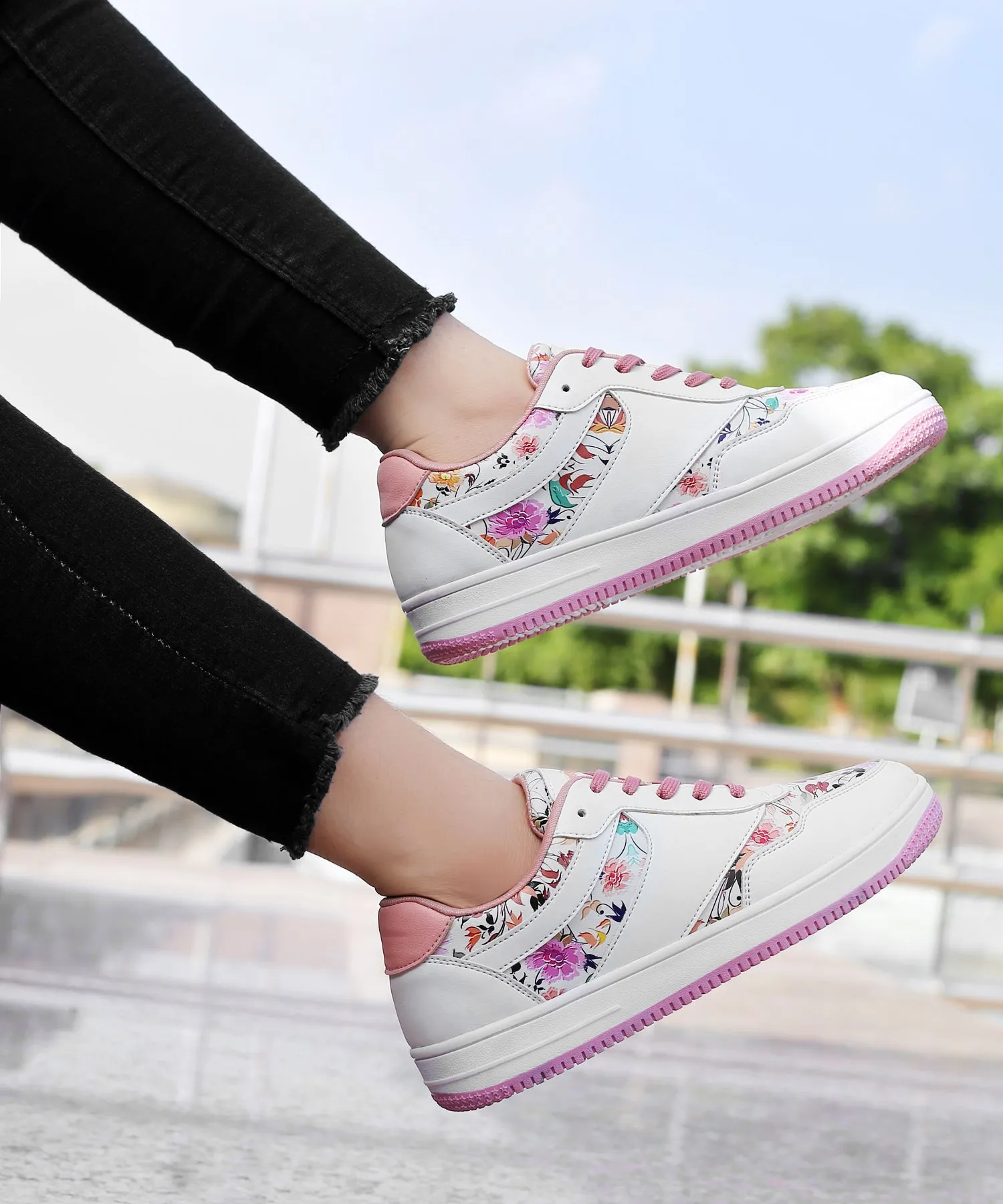 Comfort Walk Bacca Bucci VIXEN Low Top Flat Sole Fashion Women's Sneakers with Digital Prints