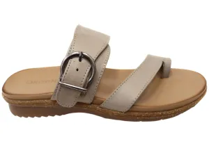 Orizonte Martha Womens European Leather Thongs Sandals hook and loop closure Easy Walk