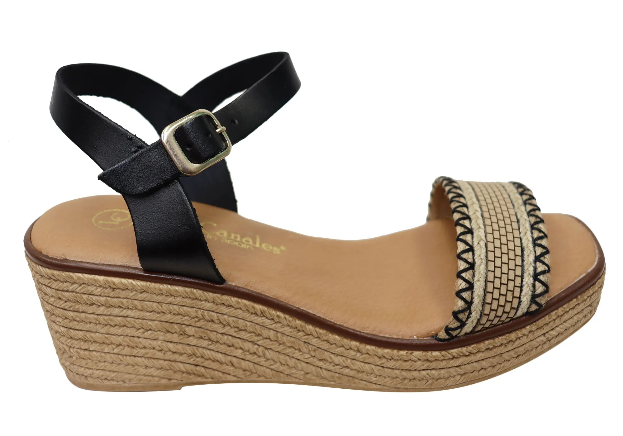 Lola Canales Pambula Womens Spanish Leather Wedge Sandals Daily Wear Shoes