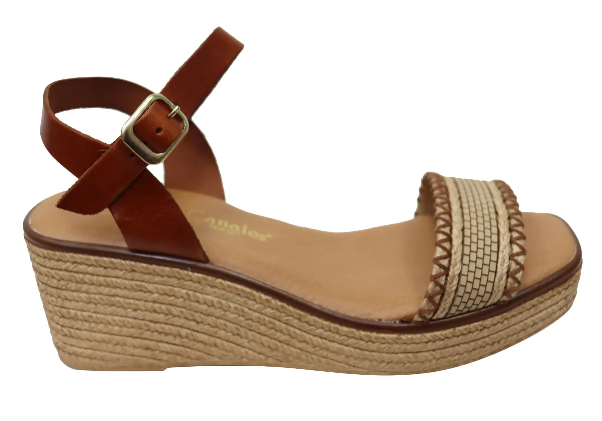 Strap Design Sleek Sandals for Men Lola Canales Pambula Womens Spanish Leather Wedge Sandals