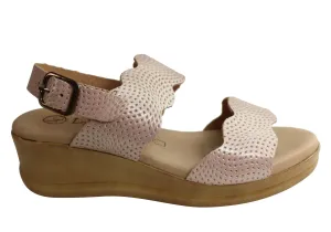 Lola Canales Belinda Womens Comfy Leather Wedge Sandals Made In Spain Party Ready