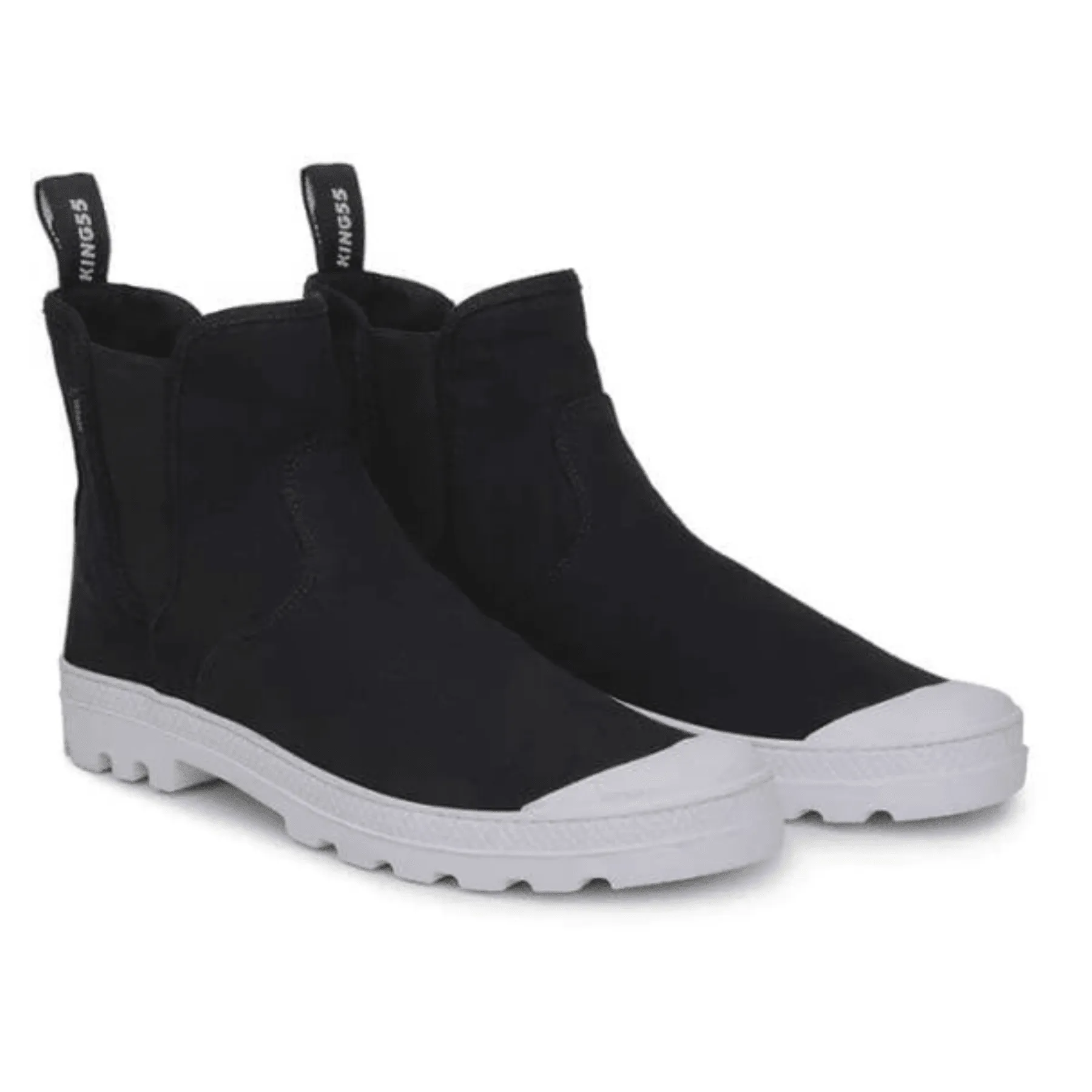 'Hammer Chelsea' vegan canvas chelsea boot by King55 - black Padded Comfy Step