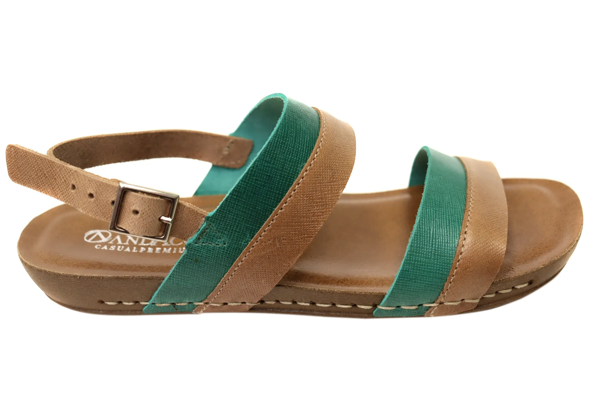 simple design Andacco Camino Womens Comfortable Leather Sandals Made In Brazil