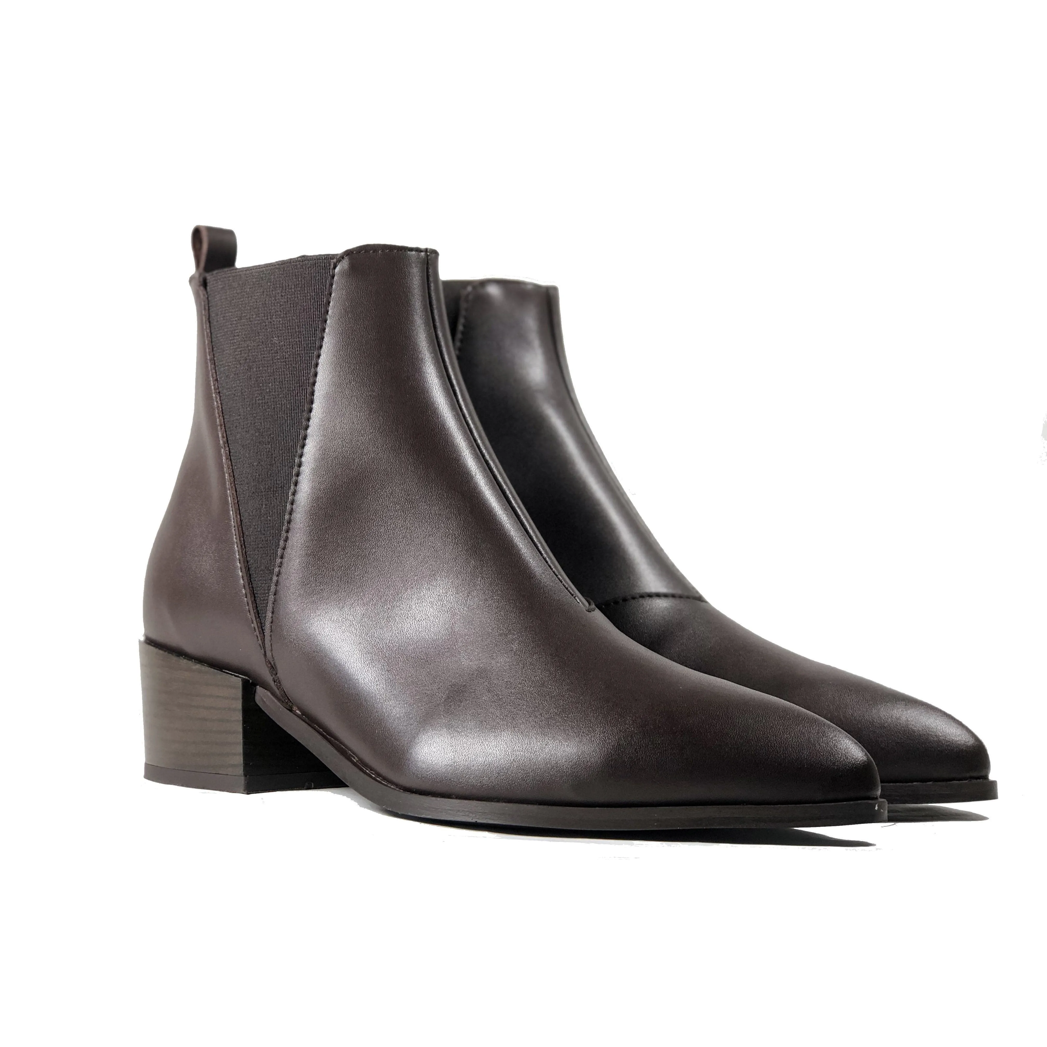 Eco Material Outdoor Trek 'Nerrie' vegan-leather Chelsea bootie by Zette Shoes - dark chocolate