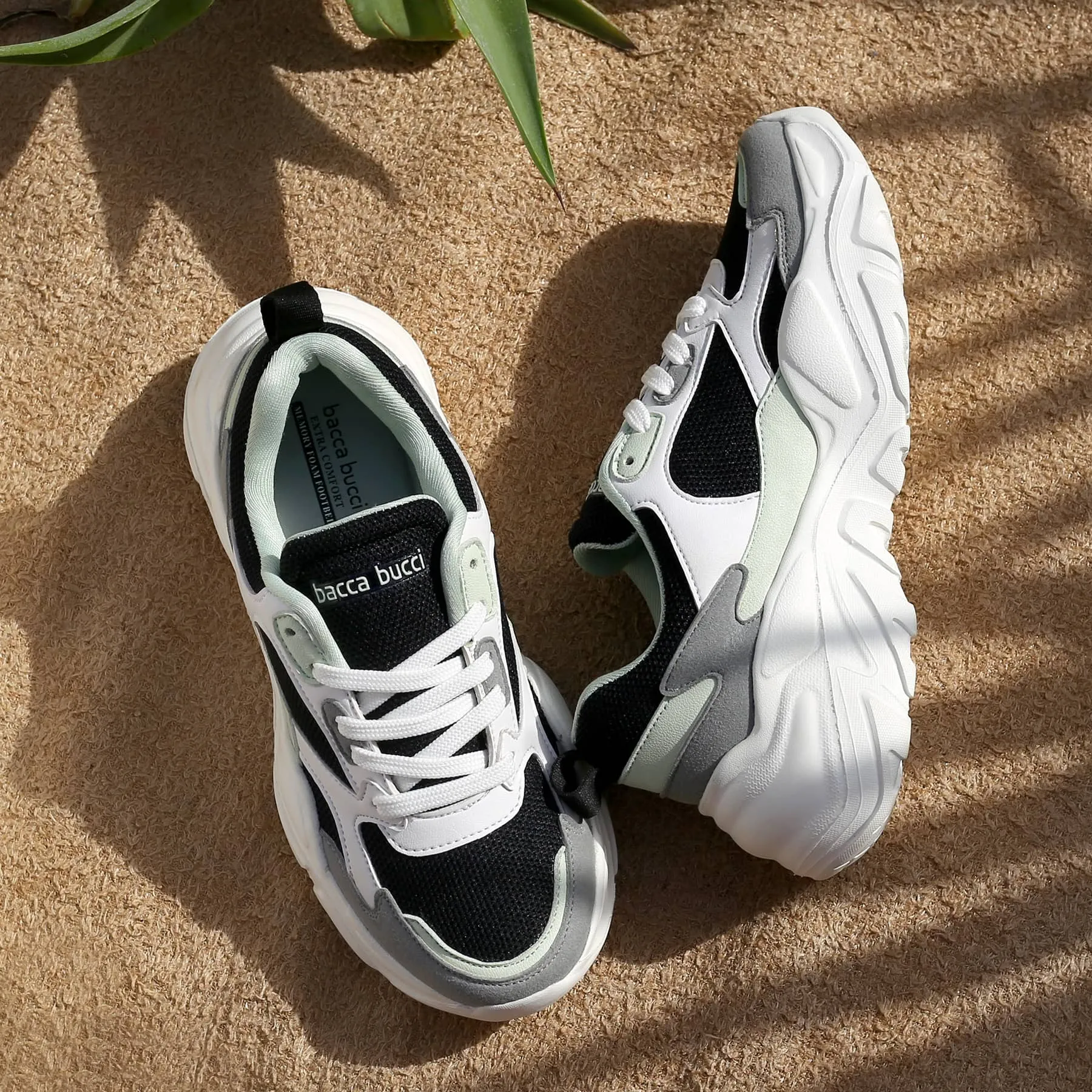 Bacca Bucci SPARK Low-top Platform ColorBlock Fashion Sneakers For Women | StreetWear Chunky Sneakers Story Glow