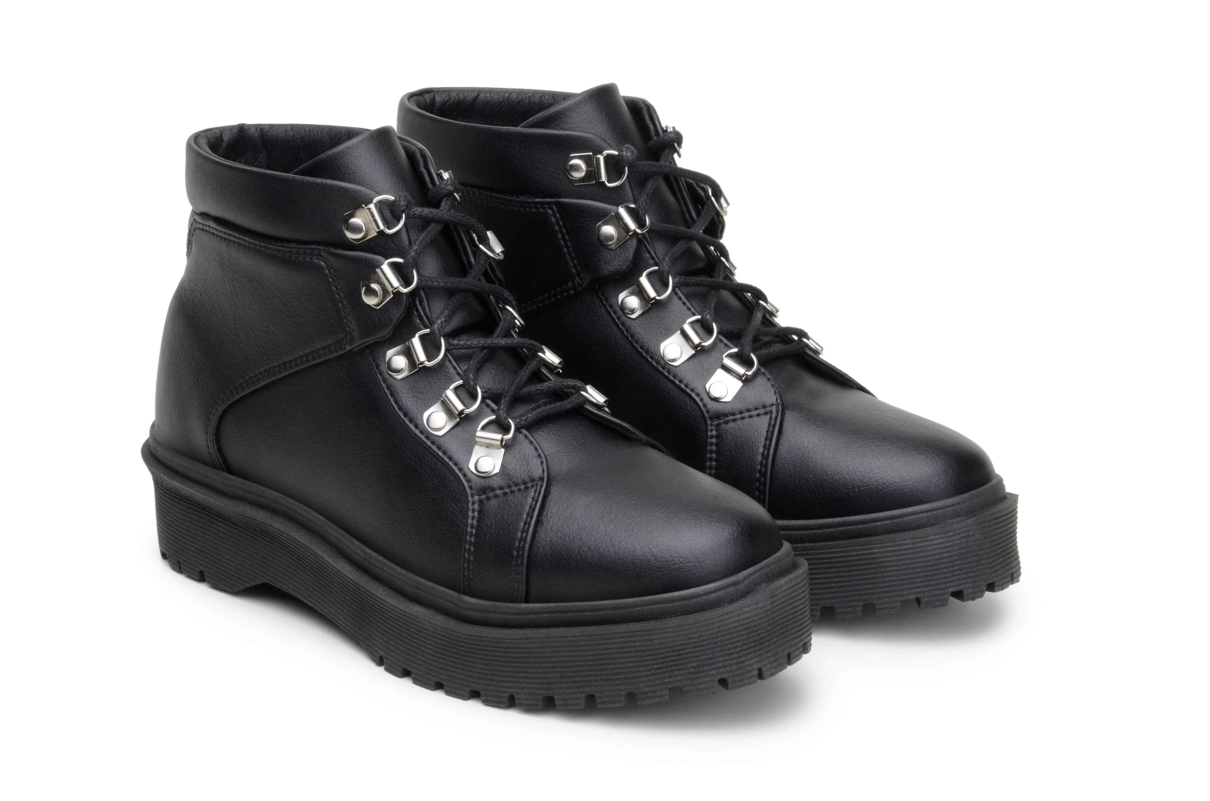 Breathable fabric 'Gen' vegan leather lace-up boot by Zette Shoes - black