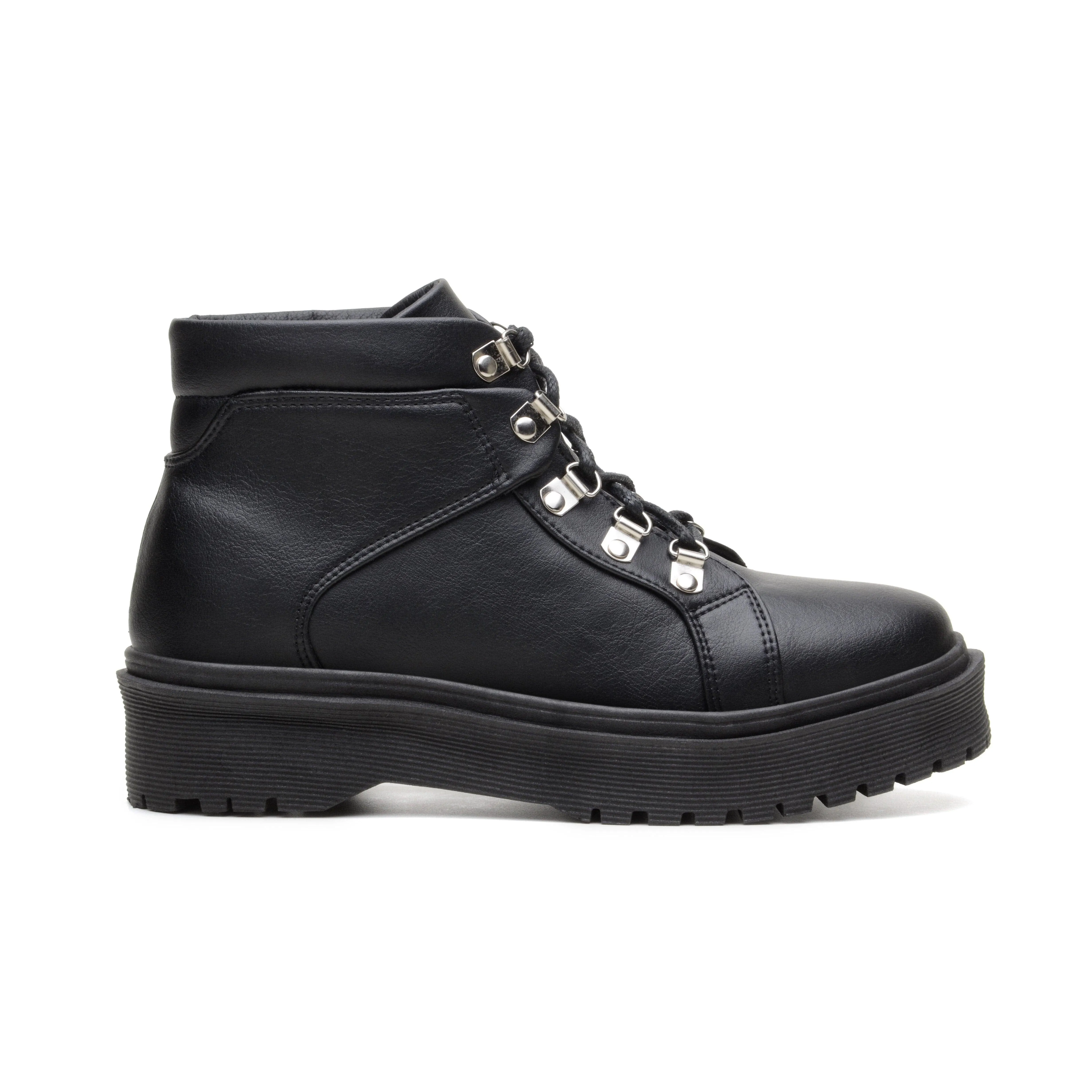 'Gen' vegan leather lace-up boot by Zette Shoes - black Unisex Cool Seamless Comfort Adventure Seeker
