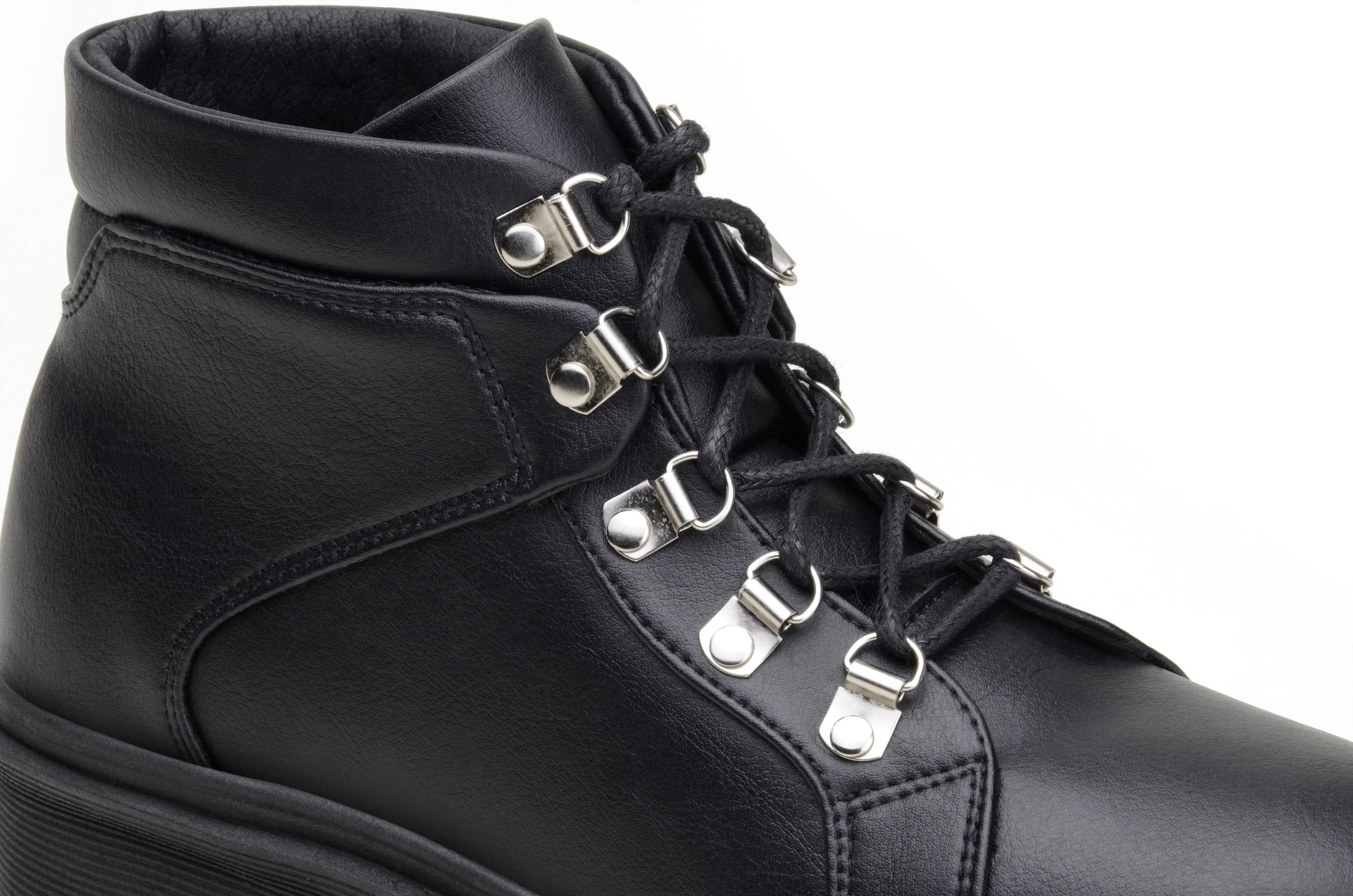 Comfort Lining Snowy Path 'Gen' vegan leather lace-up boot by Zette Shoes - black