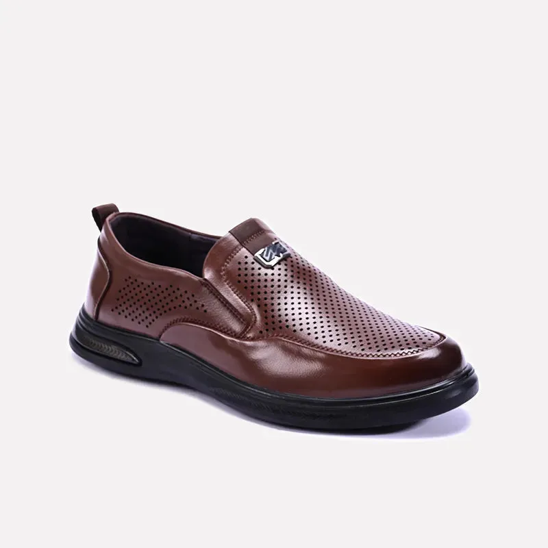 lace up closure Callum Brown Perforated Slip On Casual Shoes 0160469