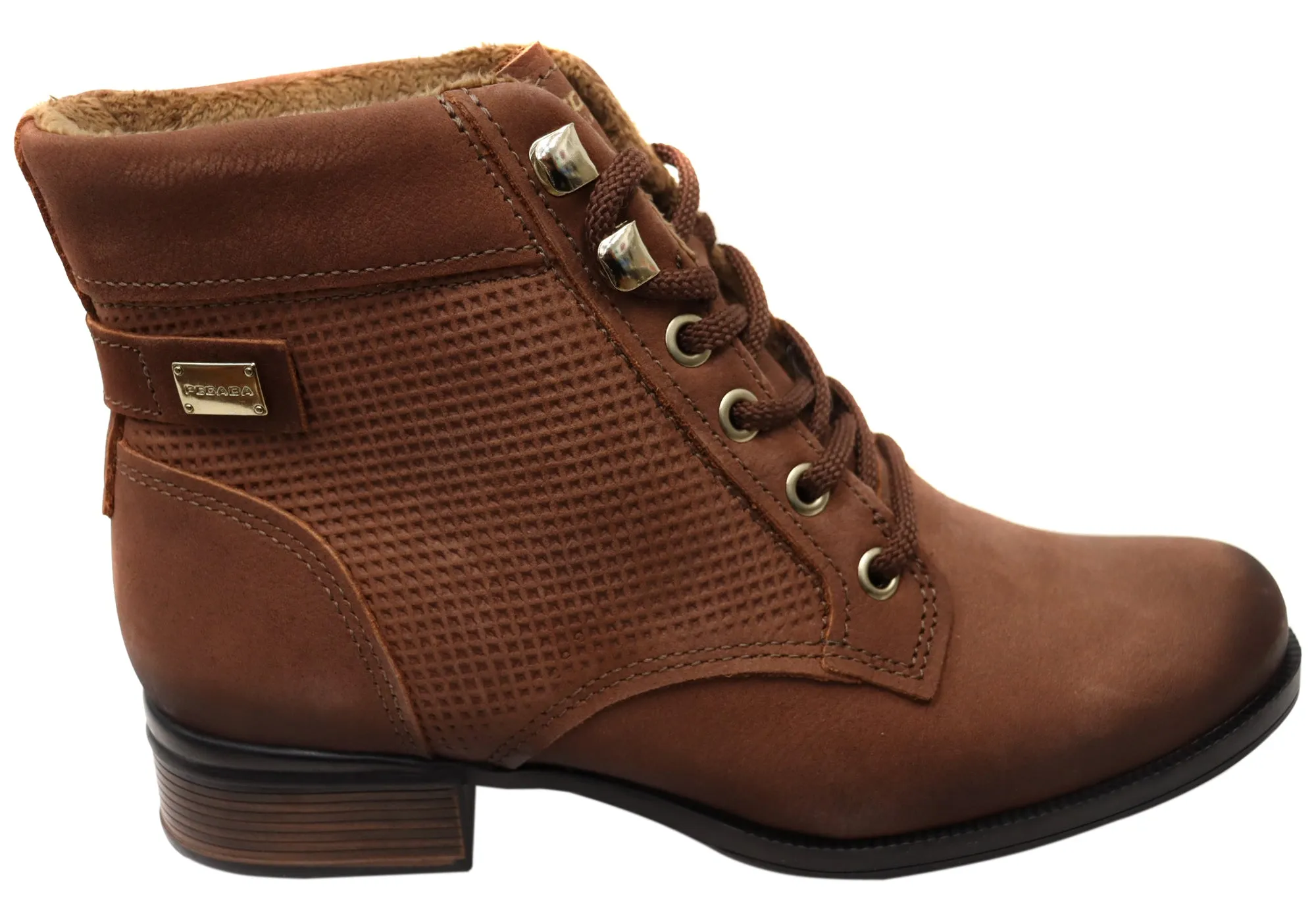 Pegada Minki Womens Comfortable Brazilian Leather Lace Up Boots Factory Worker