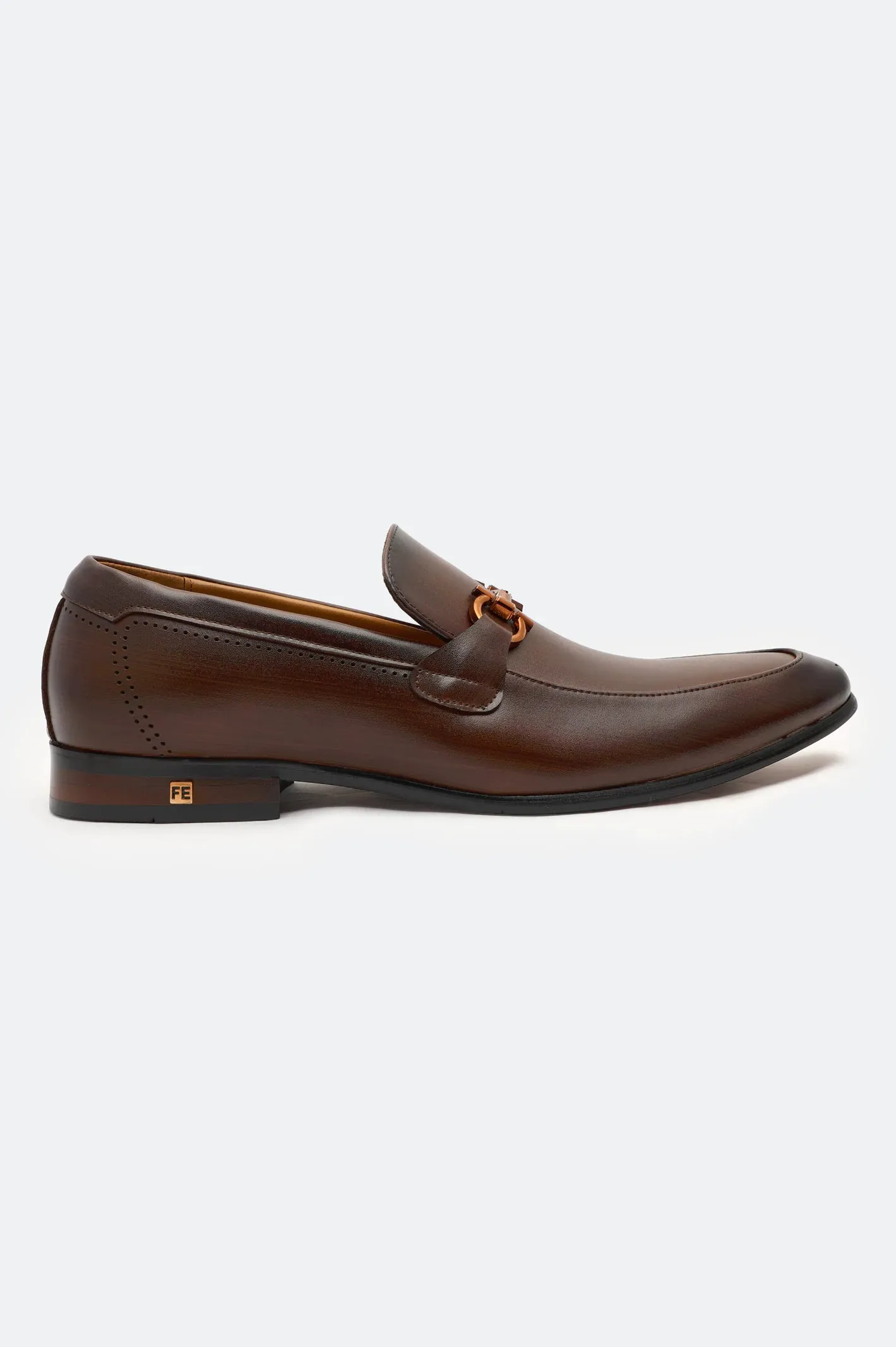Brown Formal Moccassins Shoes Polished Look Detail Edge