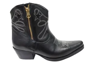 Grippy Outsole Snowy Path D Milton Daisy Womens Leather Western Cowboy Ankle Boots