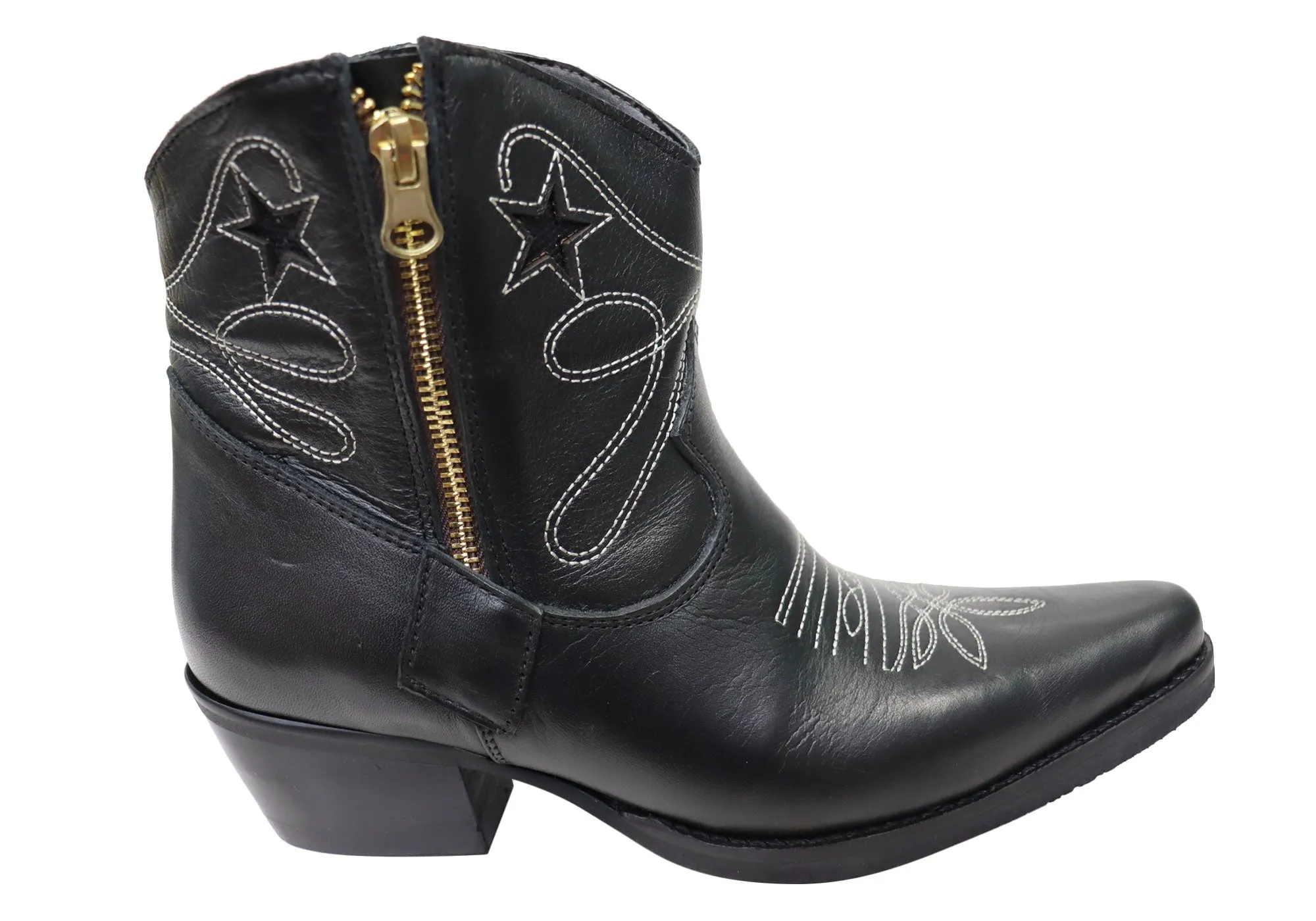 D Milton Daisy Womens Leather Western Cowboy Ankle Boots Anti blister Every Condition