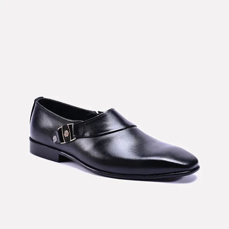 Monarch Black Monk Strap Dress Shoes 0111145 Detail Craft