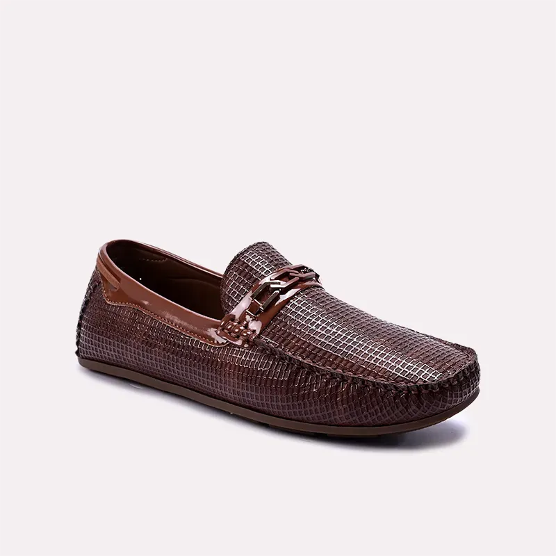 Unisex Design Halston Brown Textured Loafers 0130871