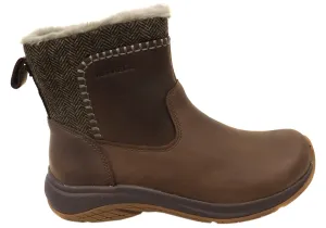 Merrell Womens Encore Ice 5 Mid Zip Comfortable Leather Boots Outdoor Utility Cozy And Stylish