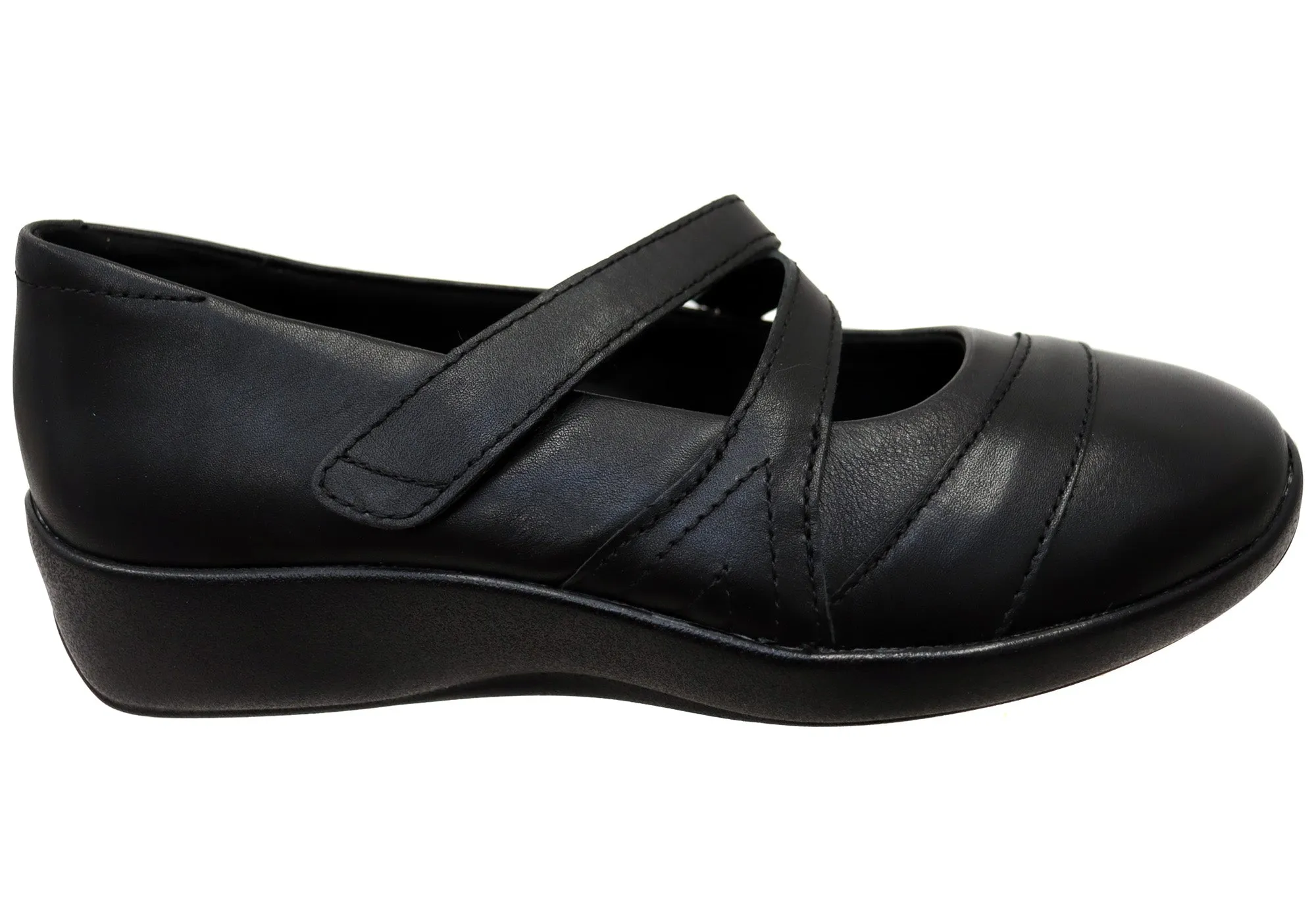 Scholl Orthaheel Keisha Womens Leather Comfortable Mary Jane Shoes Quick Drying Weekend Errands