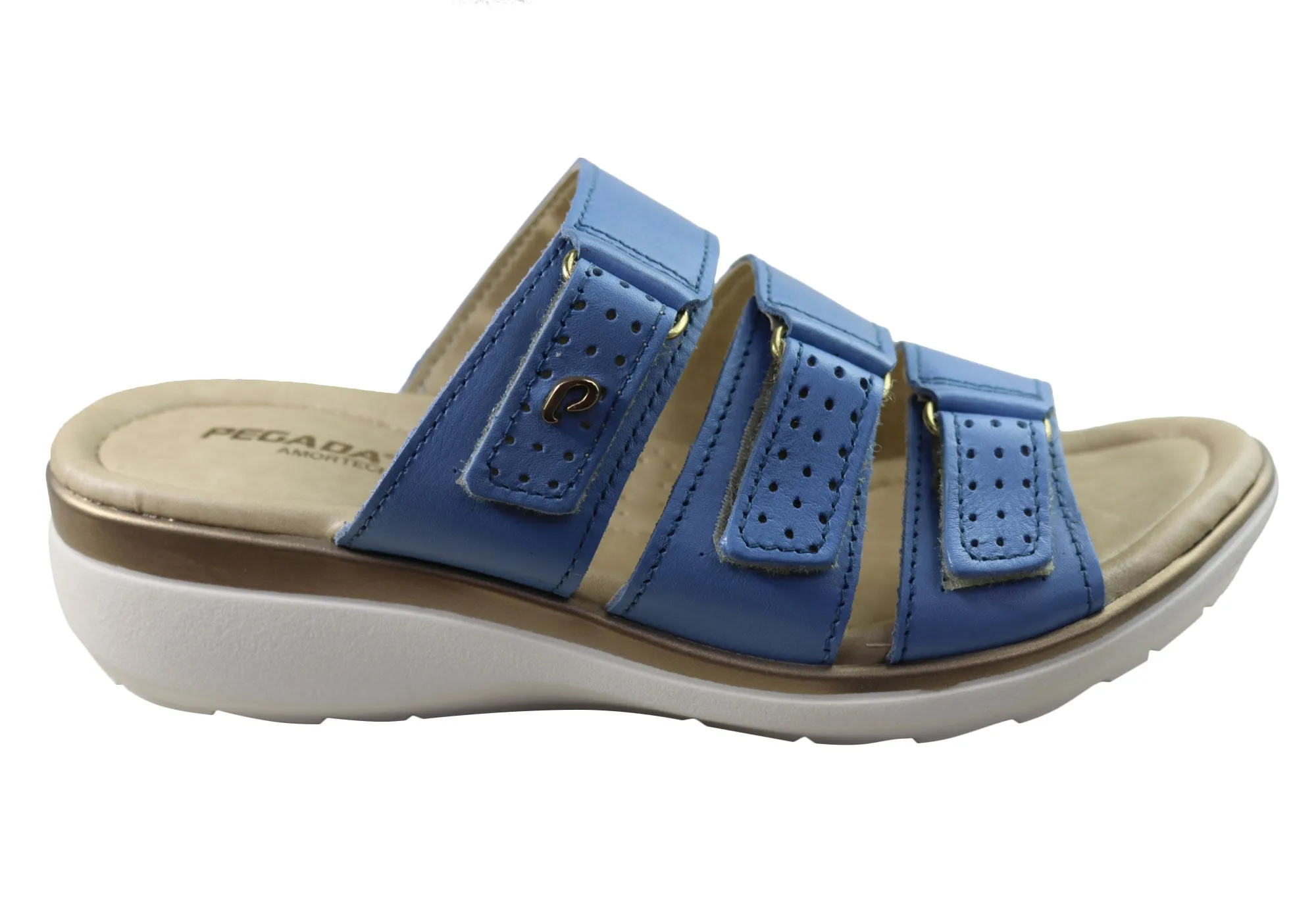 Pegada Treat Womens Comfort Leather Slides Sandals Made In Brazil Footbed Design Daywear Essential