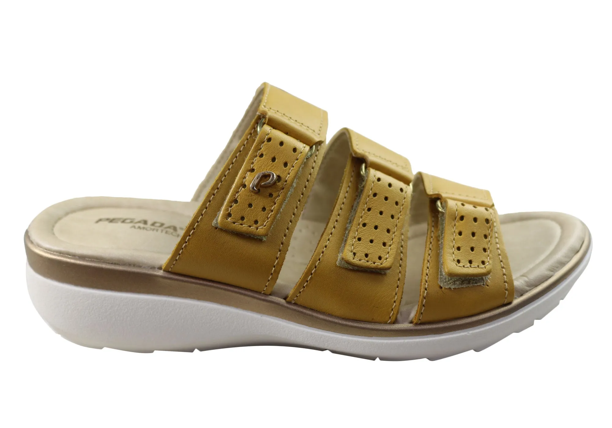 Flexible Summer Sandals Pegada Treat Womens Comfort Leather Slides Sandals Made In Brazil