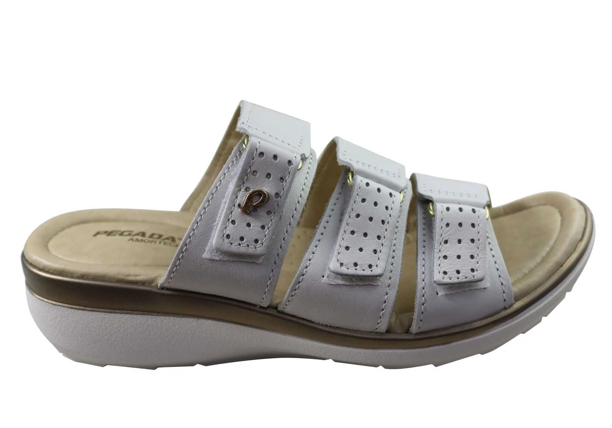 Lightweight Flats removable insoles Pegada Treat Womens Comfort Leather Slides Sandals Made In Brazil