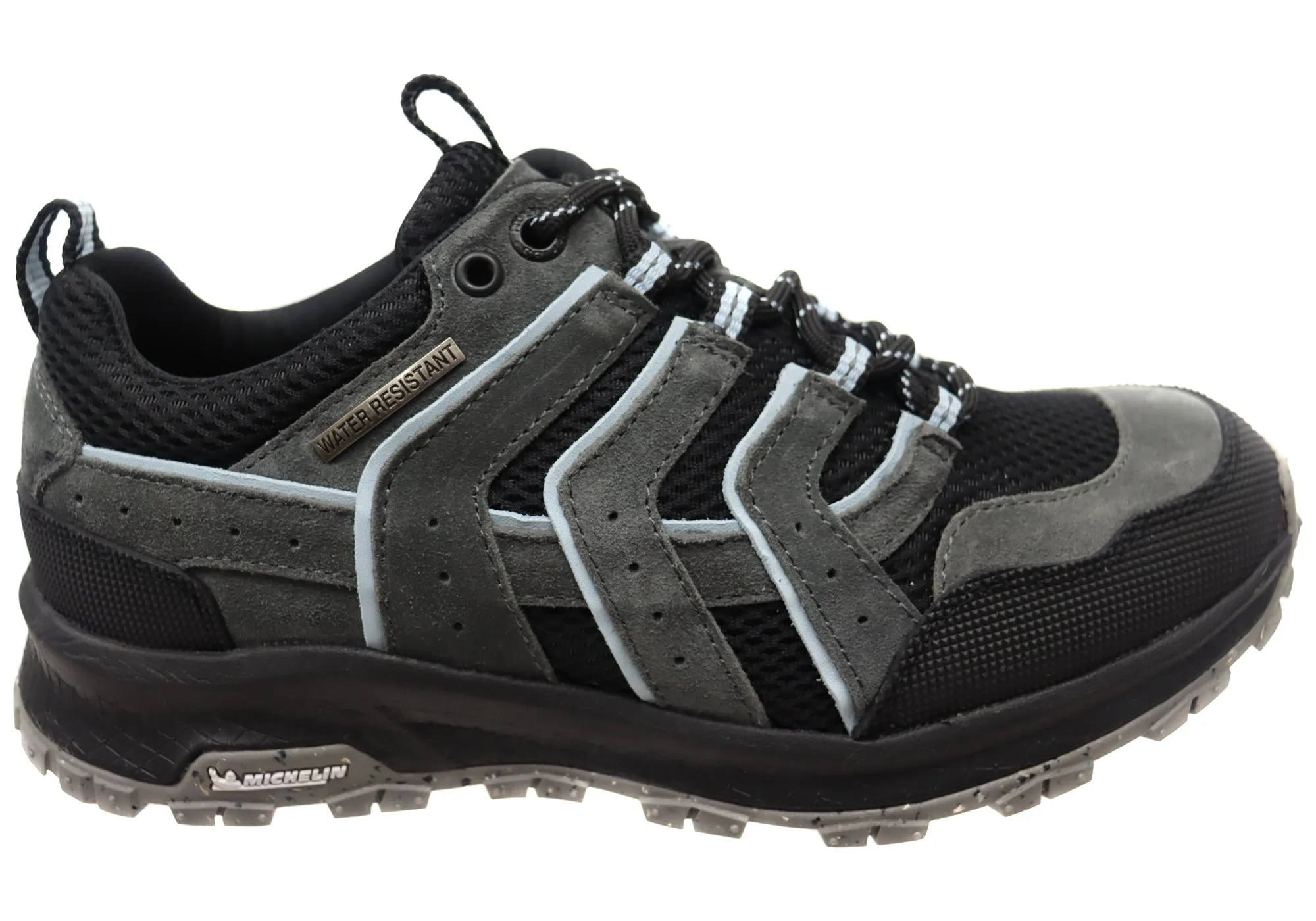 Stride Bold Hush Puppies Kambara Womens Charcoal Comfortable Leather Lace Up Shoes